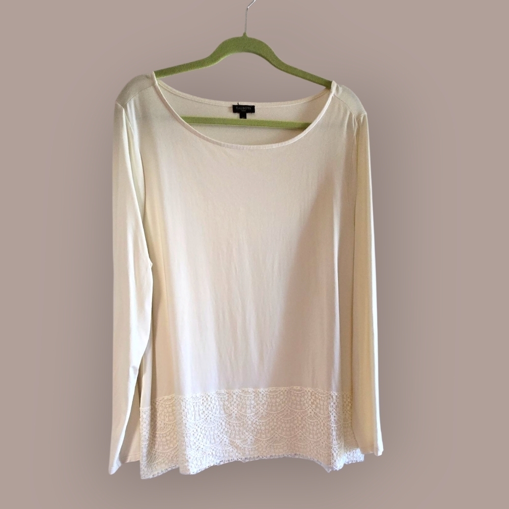 Talbots Woman Long Sleeve Ivory Tunic-Lace-Size 2X